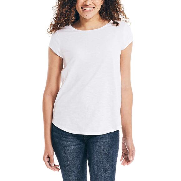 New Nautica Women's Keyhole Back Soft Cotton Blend T-Shirt - Picture 4 of 7